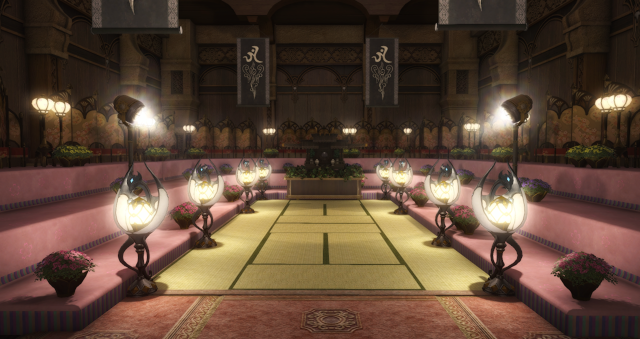 Ghoul Fighting Dojo sparring arena with lanterns and seating