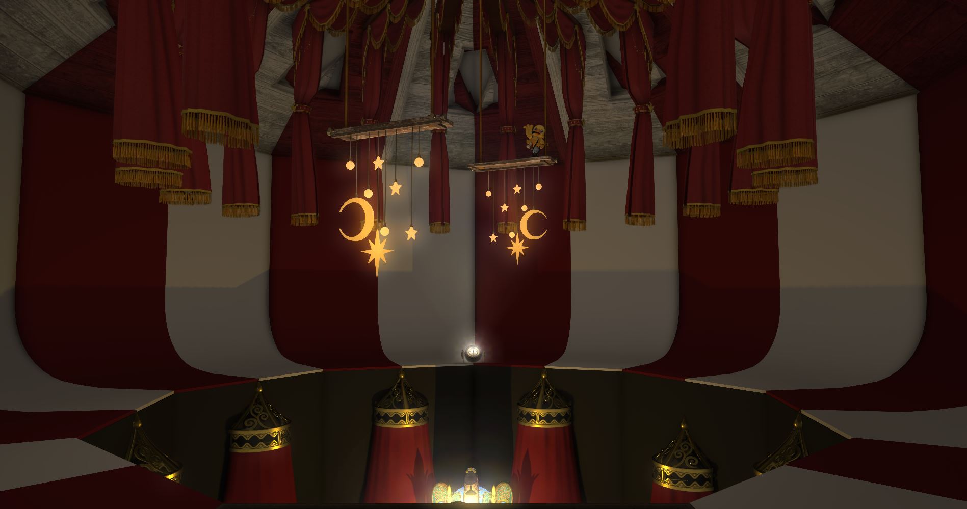 Ghoul Circus red and white big top interior