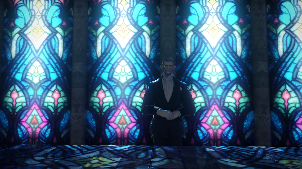 Ghoul Knight Club stained glass bar and butler