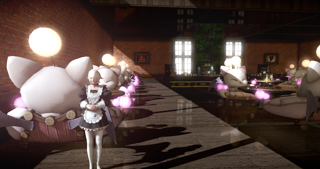 Ghoul Maid Cafe dining room with fat cat chairs