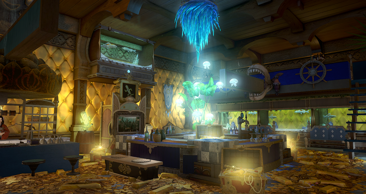 Ghoul Pirate Den treasure room with gold and shark jaws