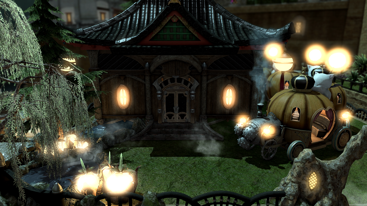 Ghoul Phantom Train exterior with glowing carriage lights